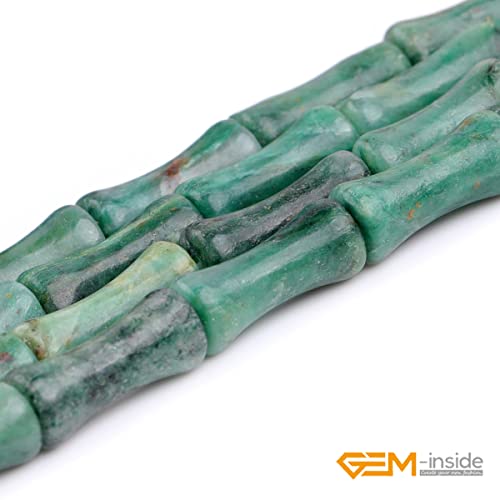 GEM-Inside 30Pcs 5x12mm Natural Green Africa Jade Stone Plant Bamboo Knot Bone Charms Beads for Jewelry Making Power Energy Chakra Stone Beads - color: Green Africa Jade