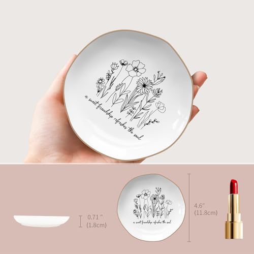 LITTLEBIGGER Birthday Gifts for Women – Jewelry Dish, Friendship Gifts for Women – Christmas Gift – Proverbs 27:9, A Sweet Friendship Refreshes the Soul – Ceramics Jewelry Tray - style: Friendship - A