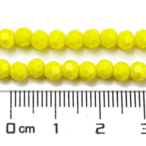 Perlin Czech Bohemian Crystal Glass Beads Faceted Round 4mm 90 Pieces Loose Spacer 1 Strand Beads for DIY Jewelry Earrings Necklace Bracelet Making (Yellow Opaque) - color: Yellow opaque