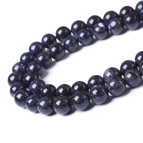 Natural Blue Stars Shine Stone Gemstone Round Crystal Energy Jade Beads Stone Beads for Jewelry Making DIY Bracelet Necklace Jewelry Making 1 Strand 15.5inch 60PCS 6MM - color: Blue stars shine stone, size: 6MM