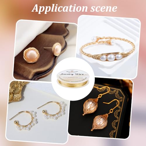 Beebeecraft 98 Feet 0.8mm Jewelry Wire 14K Gold Plated Brass Bendable Crafting Wire for Jewelry Making Beading Wrapping Sculpting DIY Crafts Necklace Bracelet Earring - color: 14k Gold