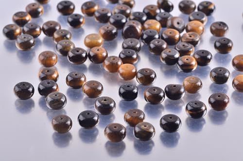 Rondelle Beads for Jewelry Making 5x8mm Natural Stone Beads 1 Strand 15.5inch Lentil Spacer Beads Rondelle Gemstone Bead Semi-Precious Stone Bead for Bracelet Necklace Crafts Tiger Eye - color: Tiger Eye Beads