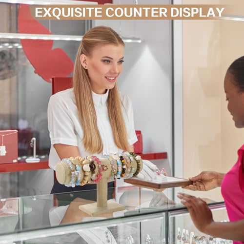T-Bar Bracelet Display Stand for Selling, Jewelry Storage, Bracelet Holder Stand,Bangle, Jewelry Business Supplies, Watch holder for Women & Men (Yellow Linen) - color: Yellow Linen