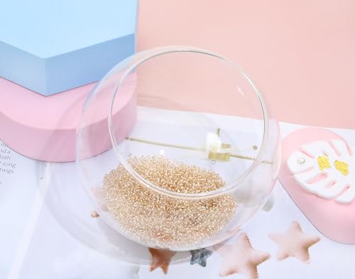 Round Glass Beads Penta Angel 2200Pcs 2mm Mini Craft Loose Spacer Pony Beads for Earring Bracelets Necklace Waist Beads Jewelry Making(Champagne) - color: Champagne