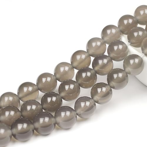 MJDCB 7A Natural Grey Agate Gemstone Round Stone Beads for Jewelry Making DIY Bracelet Necklace (4mm) - color: Gray Agate, size: 4mm