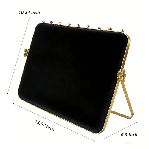 TANG SONG 10.24” Dual-Tone Metal Necklace Display Stand with Velvet Base – Jewelry Holder for Retail & Home (Black/Black) - color: Black