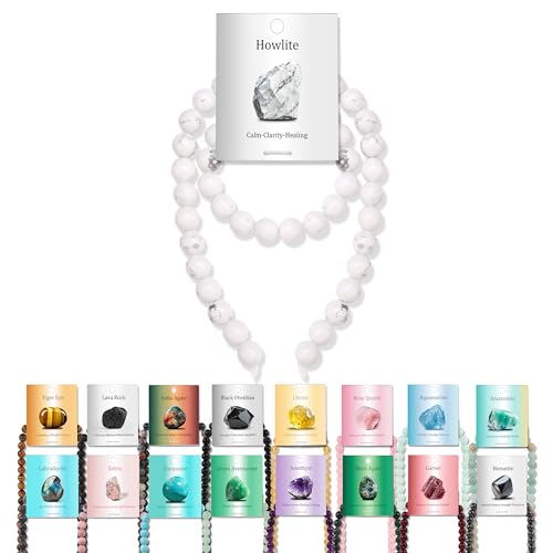Vinswet 45pcs 8mm Howlite Natural Stone Beads Round Genuine Real Stone Beading Loose Gemstones DIY Smooth Bead for Bracelet Necklace Earrings Jewelry Making - color: Howlite, size: 8mm