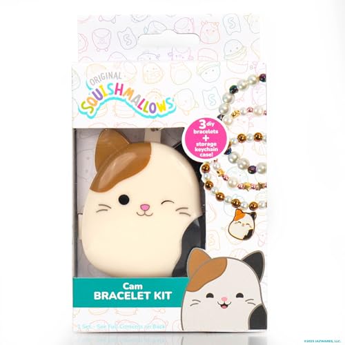 Original Squishmallows Cam the Cat Bracelet Kit, Makes 3 Accessories, Fun Beads and Charms, Bonus Keychain, Friendship Jewelry Making Set, Gifts for Girls, Craft Kits, Arts and Crafts for Kids - style: Cam the Cat