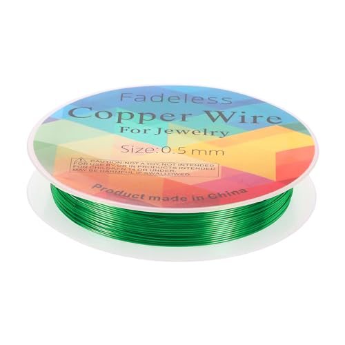 HARFINGTON 20ft Jewelry Wire, 24 Gauge (0.5mm) Brass Craft Soft Metal Tarnish Resistant Copper Beading Wire for Jewelry Making Supplies Crafting, Green - color: Green, size: 24 Gauge X 20ft