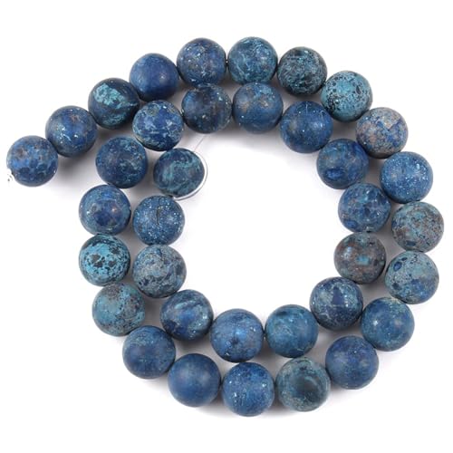 36pcs Natural Matte American Turquoise Gemstone Beads，10mm Frosted Round Loose Stone Beads for Jewelry Making Earring Bracelet Necklace DIY Crafts - color: American Turquoise, size: 10mm