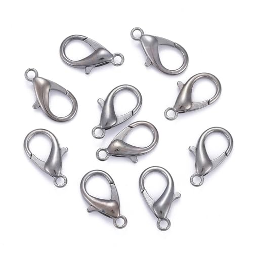 HDSupplies 50 Pieces - Lobster Clasps - Gunmetal Black - 21x12mm w/ 2mm Hole - color: Gunmetal Black, size: 21x12mm