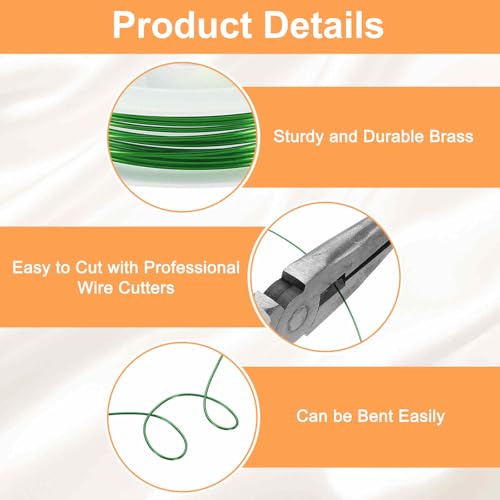 HARFINGTON 8ft Jewelry Wire, 20 Gauge (0.8mm) Brass Craft Soft Metal Tarnish Resistant Copper Beading Wire for Jewelry Making Supplies Crafting, Green - color: Green, size: 20 Gauge x 8ft