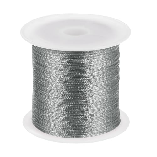 HARFINGTON 0.2mm Nylon Cord Satin Silk Trim Beading String Chinese Knotting Cord Hand Knitting String Bracelet Thread for Bracelets, Beading, DIY Making, Ornaments, Silver Grey, 328ft - color: Silver Grey