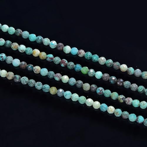 Adabele 15 Inch Natural Chrysocolla Healing Gemstone 3mm (0.12 Inch) Tiny Small Faceted Round Loose Beads Stone Spacer (110-120pcs) for Craft Jewelry Making GK3-16 - color: Chrysocolla, size: 3mm (0.12") - 15 inch/1 strand