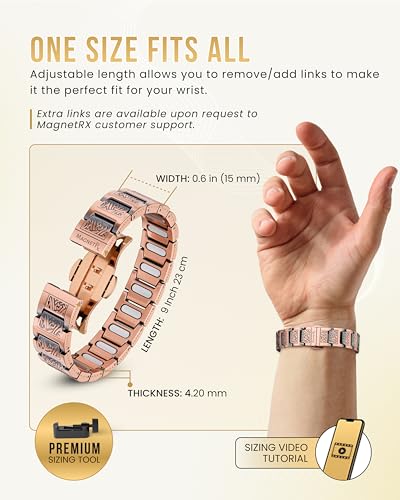 MagnetRX Copper Viking Bracelet for Men EllipseMAX 5X Strength 5,000 Gauss Magnets - Premium Adjustable Mens Copper Bracelet with Magnets (Viking Style) - color: 5x Strength - EllipseMAX (5,000 Gauss) – Viking