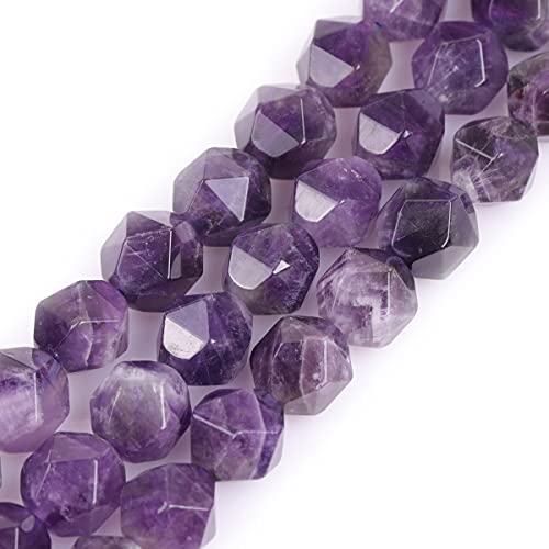 GEM-Inside Natural 12mm Amethyst Gemstone Loose Beads Faceted Purple Square Cambay Crystal Energy Stone Power for Jewelry Making 15" - color: Amethyst, size: 12mm