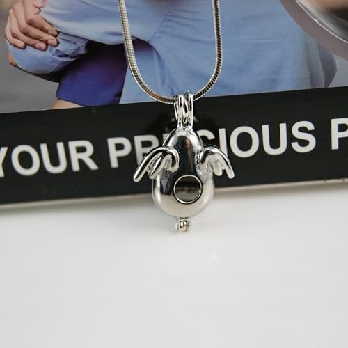 MilkyWay Wish Pearl Necklace Kit, DIY Necklace Making Kit, lotus Necklace Cage Locket Cultured Pearl in Oyster Set, 16.9", Surprise Gift For Wife, Girlfriend,Mother - color: Dolphin