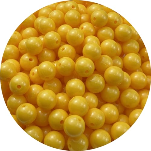 1000pcs Acrylic Round Beads 6mm Round Spacer Plastic Pastel Beads Craft Beads with Hole for DIY Bracelet Necklace Jewelry Making Supplies Handmade Craft(Gold Yellow) - color: Gold Yellow, size: 6mm
