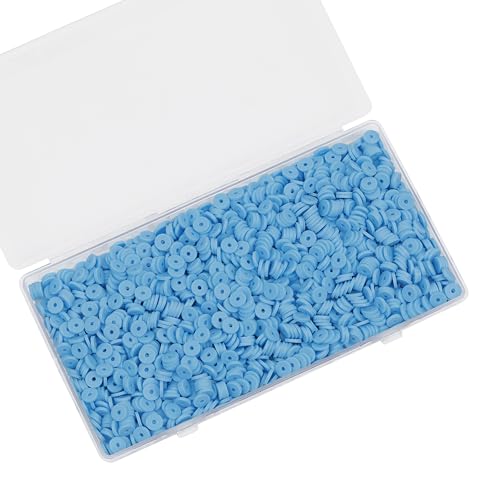 2000 Pcs White Clay Spacer Beads - Flat, Round 6mm Heishi Vinyl Beads for DIY Craft Gift Adults Bracelets, Necklace, Earring Accessories (Sky Blue) - color: Sky Blue