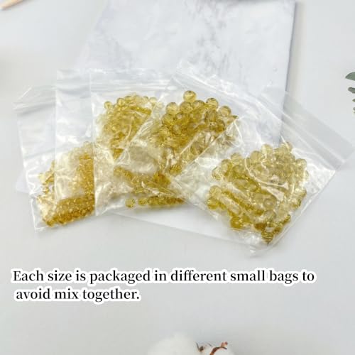 480pcs Crystal Glass Beads 3mm 4mm 6mm 8mm 10mm Round Faceted Glass Spacer Beads for Bracelets Necklace Earring DIY Jewelry Making Craft(Light Yellow) - color: Light Yellow
