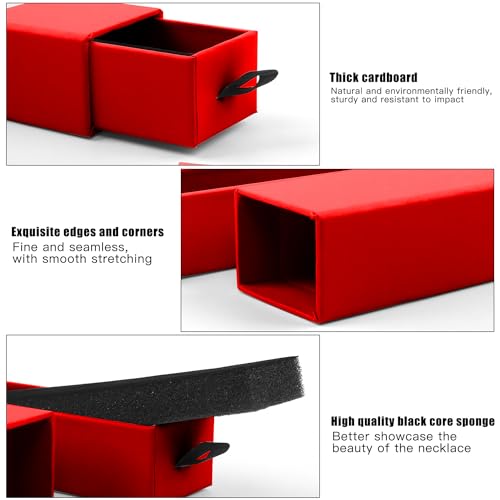 Lainrrew Jewelry Gift Box, Luxury 12-Pack Jewelry Gift Box Velvet-Lined, Compact Drawer Style for Earrings & Rings, Stylish Necklace Bracelet Organizer, 8.3x1.8x1.4 Inches (Red) - color: Red