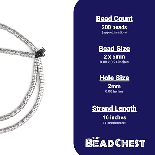 The Bead Chest Silver Snake Disk Beads 6mm, Full Strand of Quality Metal Spacers for DIY Jewelry Design - color: Silver