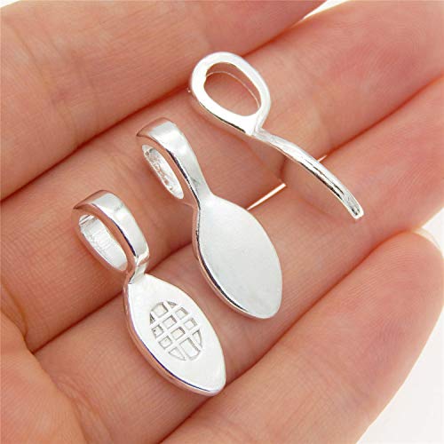 100pcs Silver Glue on Bail Charm Pendant Earring Bails for Glass Tile DIY Pendants Finding 22x9mm