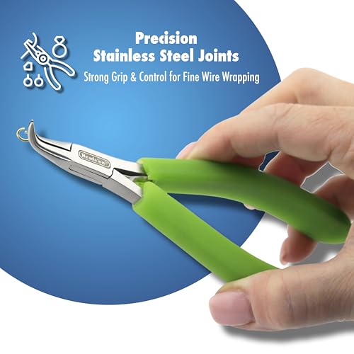 Beadalon Designer Series Slim Pliers Kit, Lime Green Vinyl-Free Grips, Stainless Steel, Chain Nose, Bent Chain Nose, Round Nose, Semi-Flush Cutter, 5.75 in, 4 pc w/Zip Pouch - color: Lime Green, style: Pliers Kit
