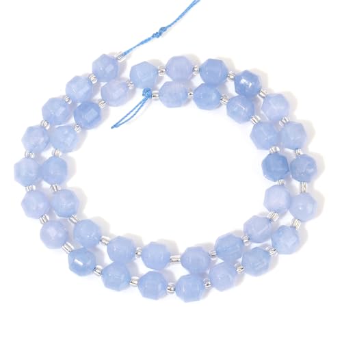 8mm Faceted Natural Aquamarines Stone Loose Round Semi Gemstone Beads for Bracelet Necklace Jewelry DIY Making - color: Aquamarines-1