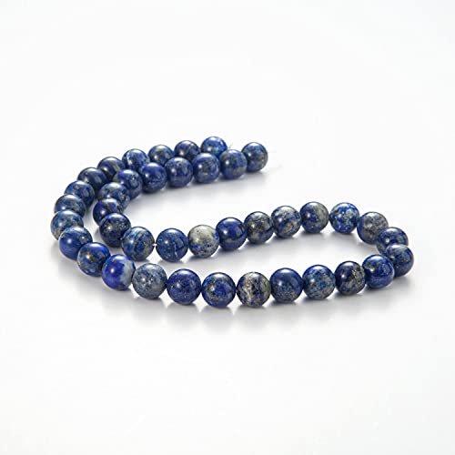 100Pcs Natural Stone Beads 8mm Lapis Lazuli Round Gemstone Loose Beads with Elastic Bracelet String for Bracelets Necklace Jewelry Making - color: Blue Lapis Lazuli, size: 8mm