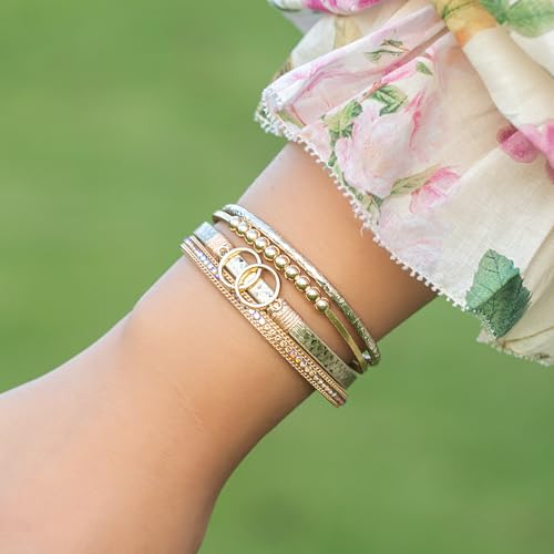 FANCY SHINY Mothers Day Gifts Boho Leather Wrap Bracelet Stackable Infinity Chunky Cuff Bracelets Western Hippie Outfits Jewelry Valentine Gifts for Women - color: Snakeskin Gold