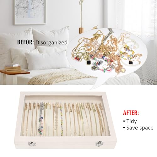 Vicoter Velvet Necklace Display Jewelry Tray 20 Hook Necklace Tray Necklace Pendant Jewelry Tray for Women and Girls - color: Beige, size: 20 Hook