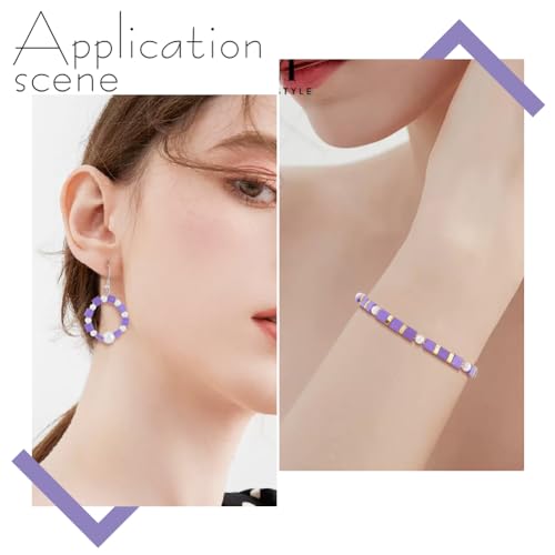 SUNNYCLUE 1 Box 240Pcs 2-Hole Beads 5x5mm Flat Thin Rectangle Square Two Hole Japanese Glass Tila Beads Bulk Purple Full Size Loose Spacer Findings for Jewelry Making Kits