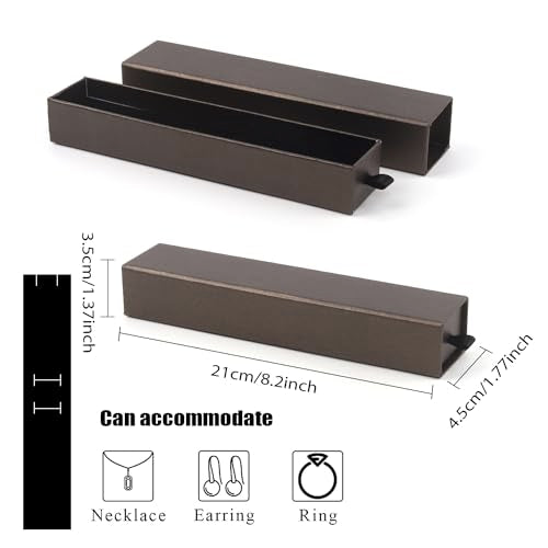Lainrrew Jewelry Gift Box, Luxury 12-Pack Jewelry Gift Box Velvet-Lined, Compact Drawer Style for Earrings & Rings, Stylish Necklace Bracelet Organizer, 8.3x1.8x1.4 Inches (Coffee) - color: Coffee