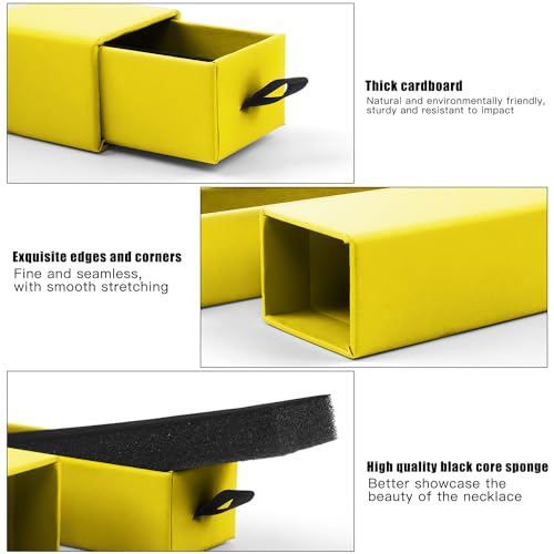 Lainrrew Jewelry Gift Box, Luxury 12-Pack Jewelry Gift Box Velvet-Lined, Compact Drawer Style for Earrings & Rings, Stylish Necklace Bracelet Organizer, 8.3x1.8x1.4 Inches (Yellow) - color: Yellow