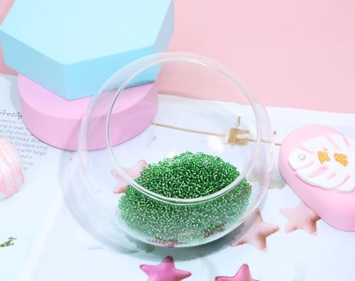 Round Glass Beads Penta Angel 2200Pcs 2mm Mini Craft Loose Spacer Pony Beads for Earring Bracelets Necklace Waist Beads Jewelry Making(Green) - color: Green