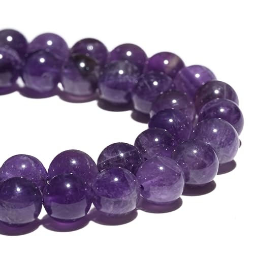 6mm Natural Amethyst Gemstone Beads Polished Round Smooth Stone Beads for Bracelets Jewelry Making 15inch Loose Beads - color: Amethyst, size: 6mm