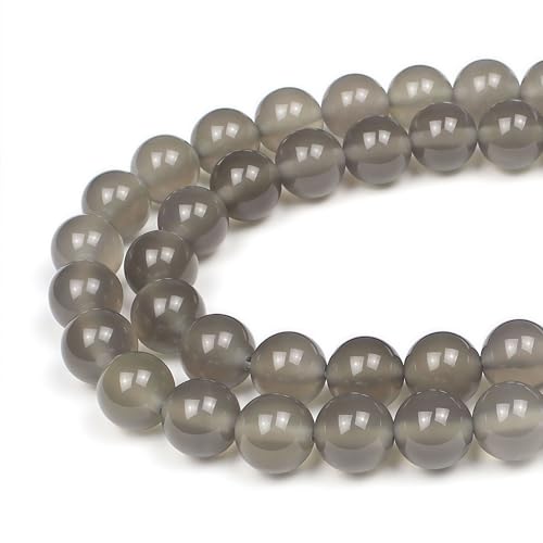 MJDCB 7A Natural Grey Agate Gemstone Round Stone Beads for Jewelry Making DIY Bracelet Necklace (4mm) - color: Gray Agate, size: 4mm