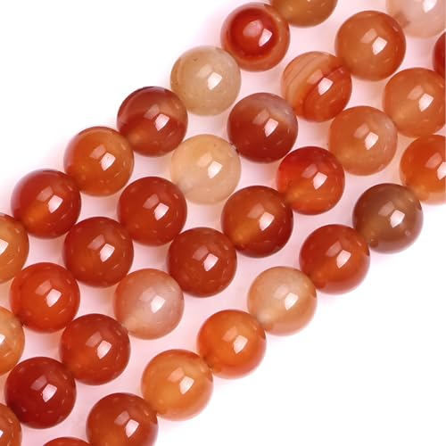 HAAMIIQII 45pcs 8mm Natural Orange Red Carnelian Stone Beads Round Loose Gemstone Beads for Jewelry Making Strand 15 Inch - color: Carnelian, size: 8mm 45pcs