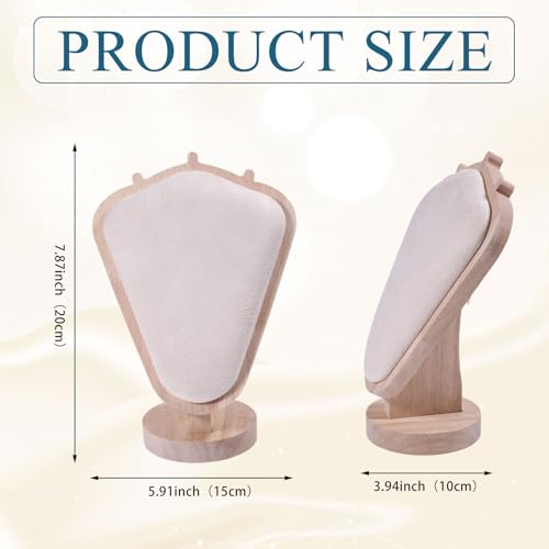 CHGCRAFT Necklace Display Stand Wood Jewelry Holder with Velvet Mat Jewelry Necklace Display for Vendors, Antique White, 3.94x5.9x7.87inch - color: Antique White