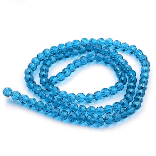 Perlin Czech Bohemian Crystal Glass Beads Faceted Round 4mm 90 Pieces Loose Spacer 1 Strand Beads for DIY Jewelry Earrings Necklace Bracelet Making (Indian Sapphire) - color: Indian Sapphire