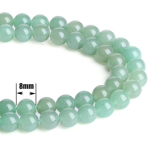 QINJIEJIE 100PCS Green Aventurine Beads 8mm Natural Stone Beads Round Loose Gemstone Bead for Bracelet Beading Crystal Jewelry Making DIY Necklace Earrings 0.32" - color: Green Aventurine, size: 100PCS
