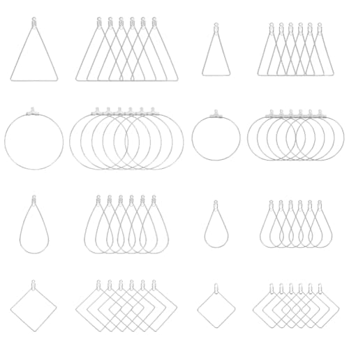 UNICRAFTALE 80pcs 4 Styles Beading Hoop Earrings Stainless Steel Hollow Hoop Earrings Finding Mixed Shapes Hoop Pendant Component for DIY Earrings Jewelry Making - size: 4 Styles-1