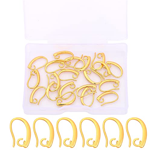 BEADIA 18K Gold Plated Earring Hooks 9x14mm 20pcs for Jewelry Making Findings - size: Hooks 9x14mm