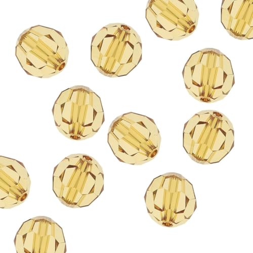 100pcs Adabele Austrian 4mm (0.16 Inch) Small Faceted Loose Round Crystal Beads Golden Yellow Champagne Compatible with Swarovski Crystals for Jewelry Craft Making SS2R-428 - color: Gold Champagne, size: 4mm Small (100pcs)
