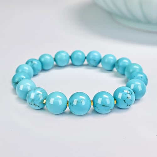 Gemstone Beaded Necklace for Women, Trendy 18K Gold Plated Hematite Natural Stone Bead Choker, Boho Handmade Summer Beach Necklaces for Women Everyday Western Jewelry Gifts - color: 03-Turquoise