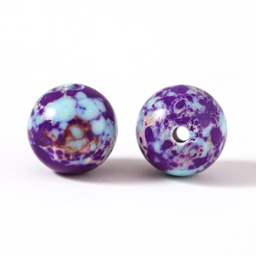 100Pcs Natural Stone 6mm Galaxy Sea Imperial Jasper Round Loose Gemstone Energy Healing Beads Hole Size 1mm DIY Smooth Beads for Bracelet Necklace Earrings Jewelry Making - color: Galaxy Sea Imperial Jasper, size: 6mm