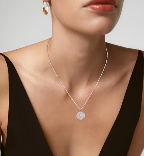 Mothers Day Gifts for Mom Cross Necklace for Women Dainty 14K Gold Plated Cross Coin Necklace Simple Round Disc Pendant Minimalist Cute Charm Everyday Religious Jewelry Gifts - style: bead chain silver