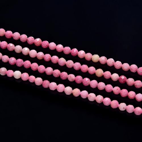 Adabele 15 Inch Natural Pink Rhodochrosite Healing Gemstone 3mm (0.12 Inch) Tiny Small Faceted Round Loose Beads Stone Spacer (120-130pcs) for Craft Jewelry Making GK3-13 - color: Rhodochrosite, size: 3mm (0.12") - 15 inch/1 strand