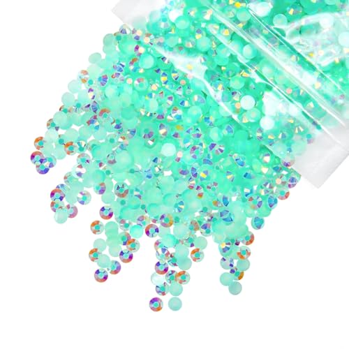 qiipii 3000PCS 4mm Aquamarine Green AB Resin Rhinestones Lake Green Flatback Jelly Stones Bulk SS16 Diamonds Gems Charms Supplies for Nails Face Eyes Makeup Body Tumblers Bottles Crafts Clothes Shoes - color: Aqua Green Ab, size: 4mm Bulk